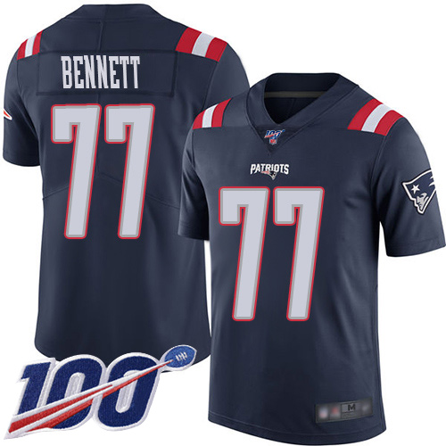 New England Patriots Football 77 100th Season Limited Navy Blue Men Michael Bennett NFL Jersey
